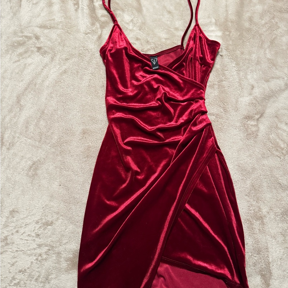 Elegant Red Velvet Dress